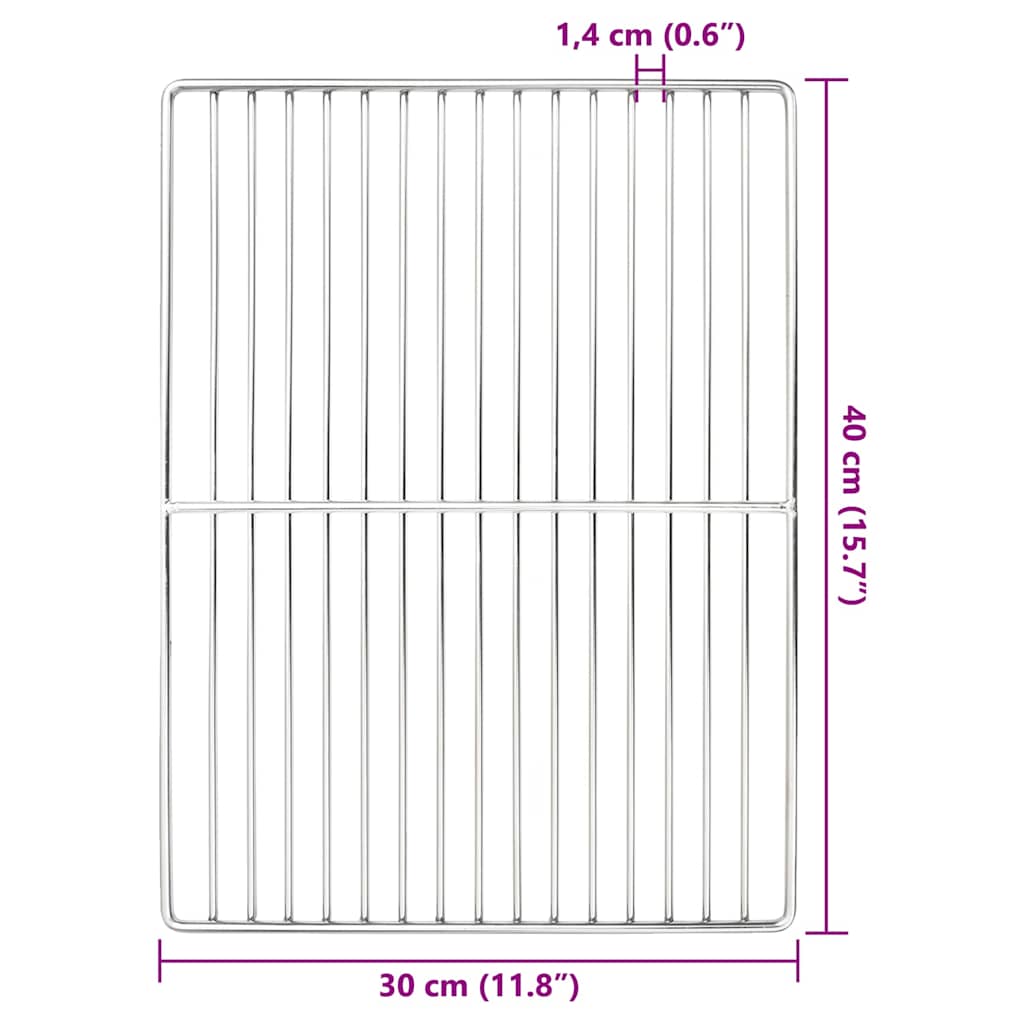 Grillrost Silber 40 x 30 cm Edelstahl