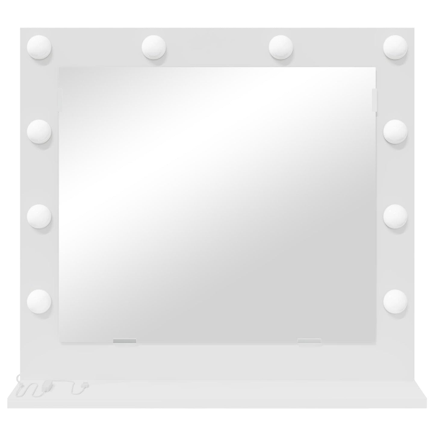 Vanity Mirror White 60 x 55 x 18 cm Glass and Veneered Wood