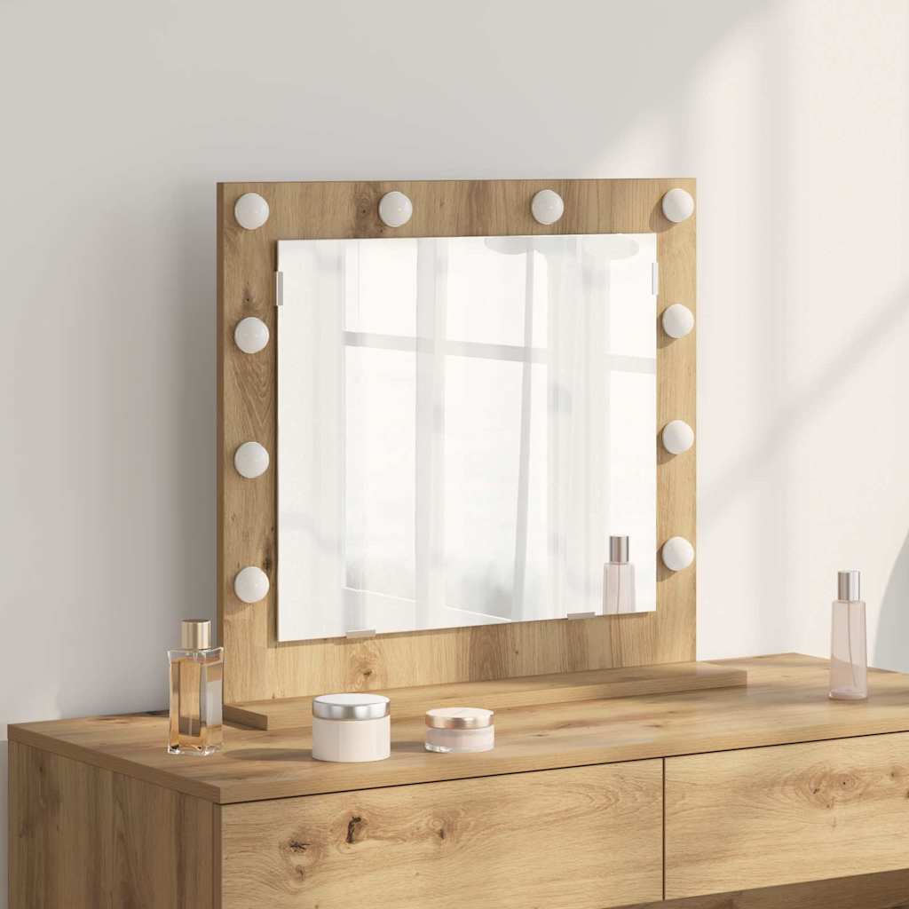 Vanity Mirror Rectangular Artisan Oak 60 x 55 x 18 cm