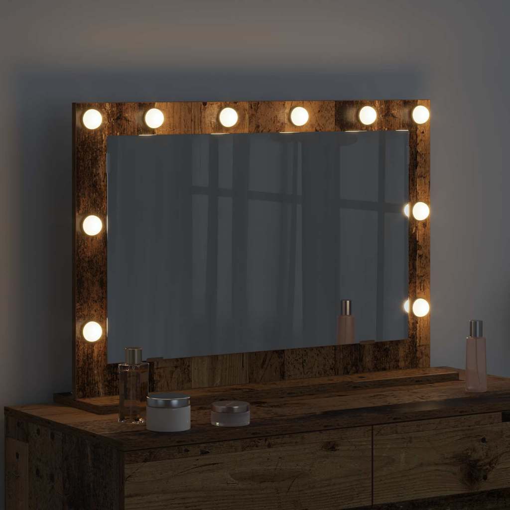 Rectangular Vanity Mirror, Reclaimed Wood, 80 x 55 x 18 cm