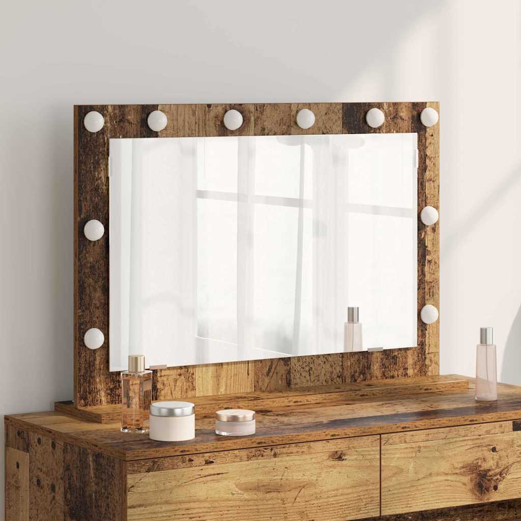 Rectangular Vanity Mirror, Reclaimed Wood, 80 x 55 x 18 cm