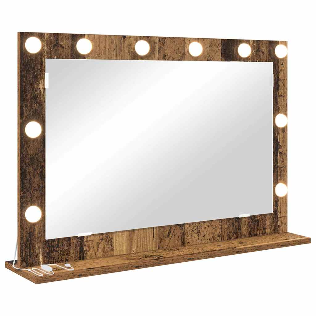 Rectangular Vanity Mirror, Reclaimed Wood, 80 x 55 x 18 cm