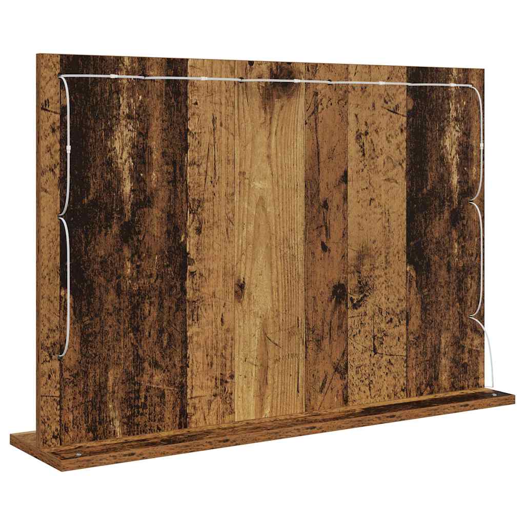Rectangular Vanity Mirror, Reclaimed Wood, 80 x 55 x 18 cm