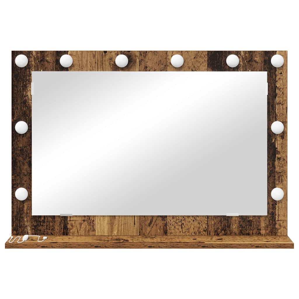 Rectangular Vanity Mirror, Reclaimed Wood, 80 x 55 x 18 cm