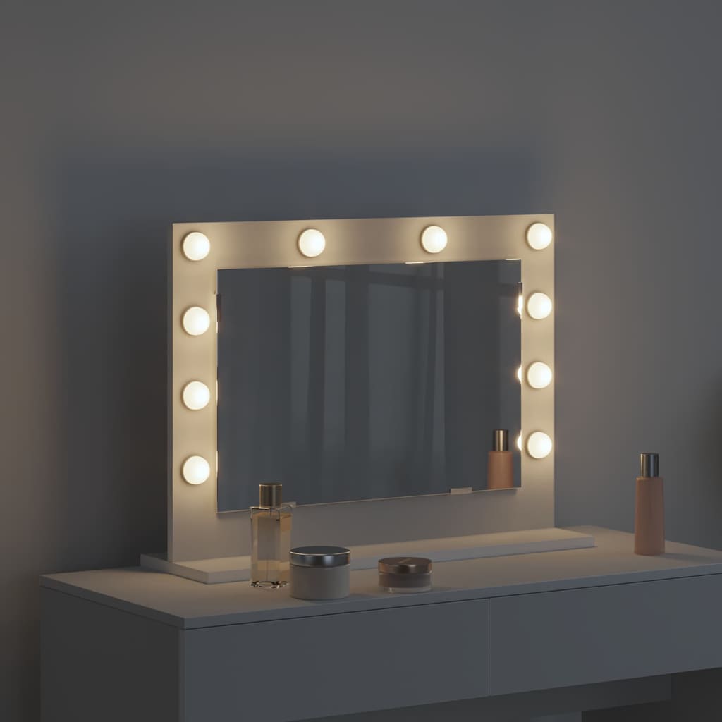 Washbasin Mirror White 60 x 45 x 18 cm Glass and Veneered Wood