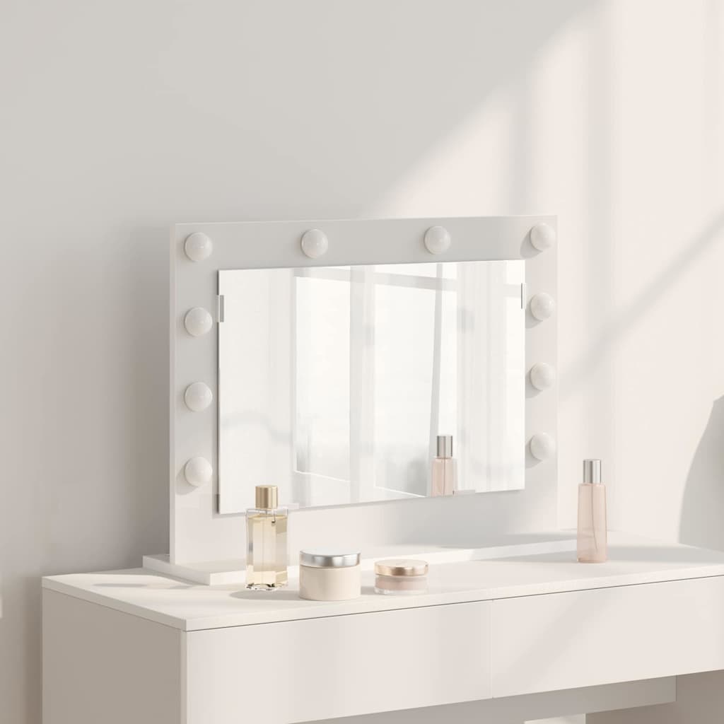 Washbasin Mirror White 60 x 45 x 18 cm Glass and Veneered Wood