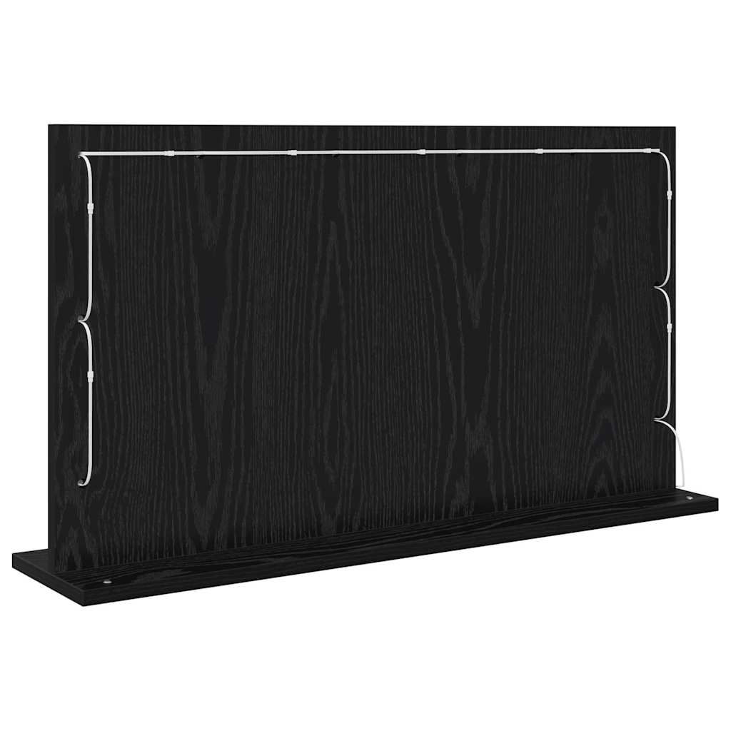 Waschtischspiegel Schwarz Eichen-Optik 80 x 45 x 18 cm
