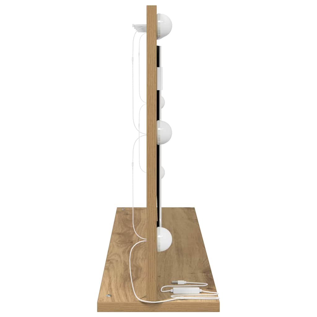 Vanity Mirror Rectangular Artisan Oak 80 x 45 x 18 cm