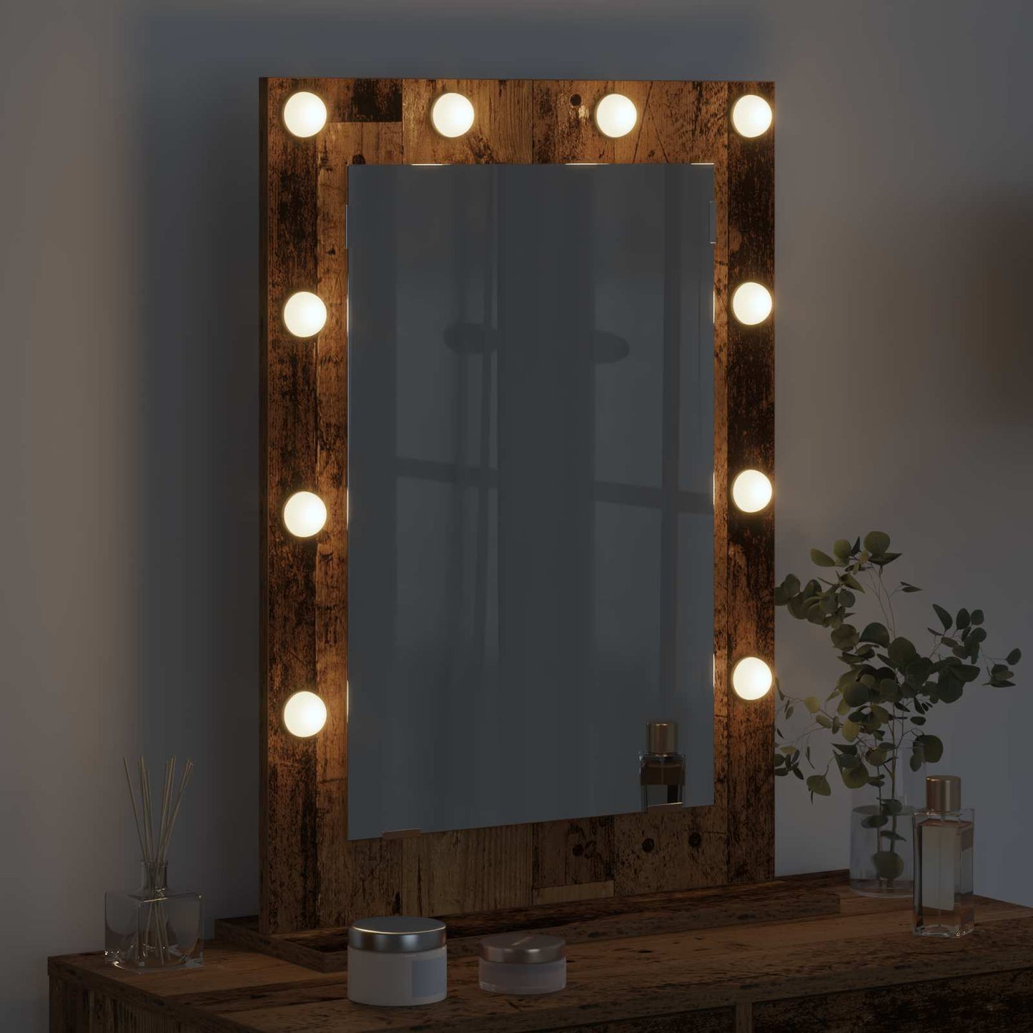 Vanity Mirror Rectangular Reclaimed Wood 70 x 50 x 18 cm
