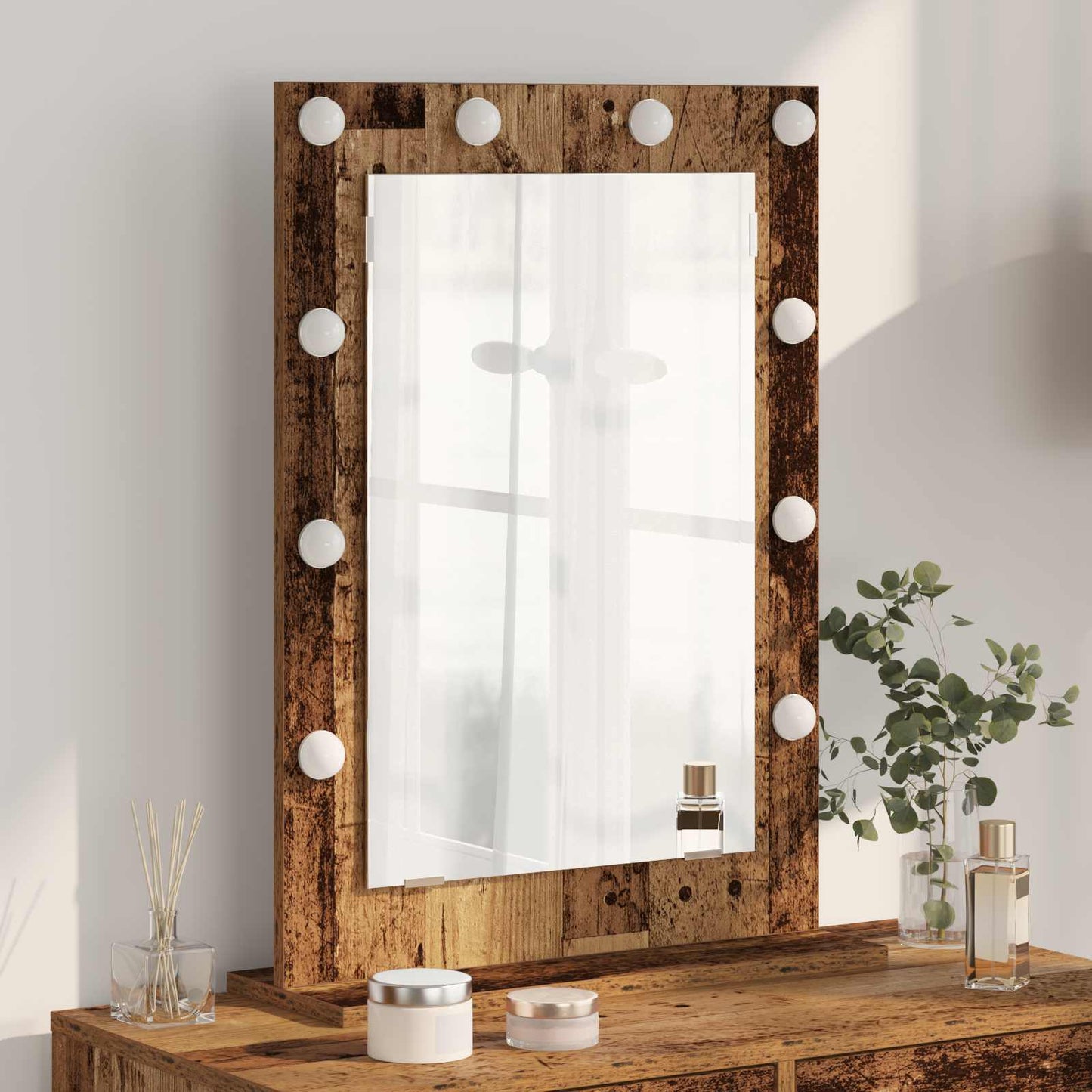 Vanity Mirror Rectangular Reclaimed Wood 70 x 50 x 18 cm