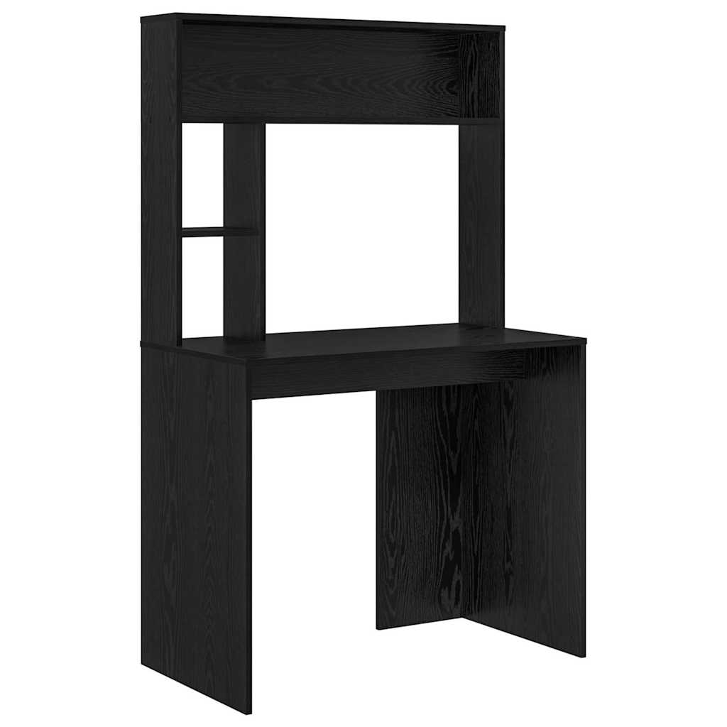 Bureau avec étagère Noir aspect chêne 91 x 50 x 149 cm