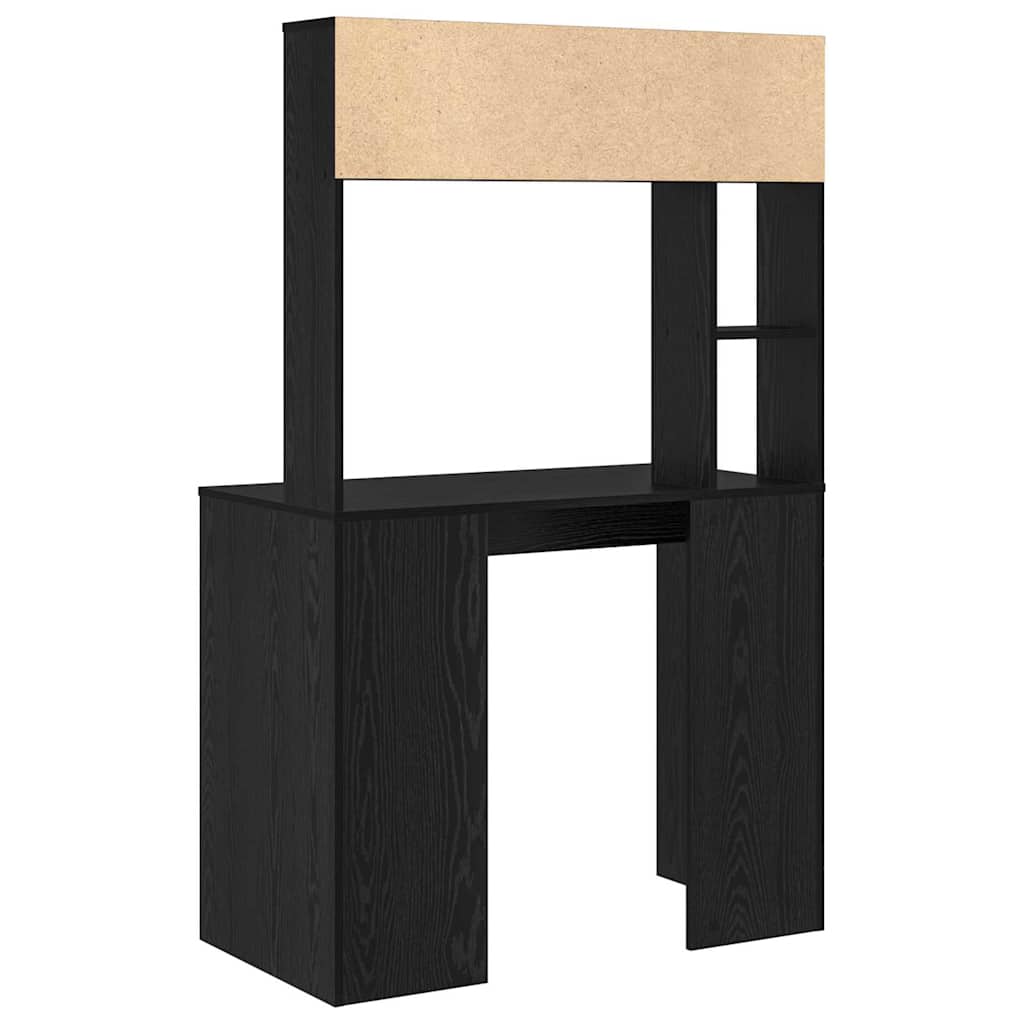 Bureau avec étagère Noir aspect chêne 91 x 50 x 149 cm