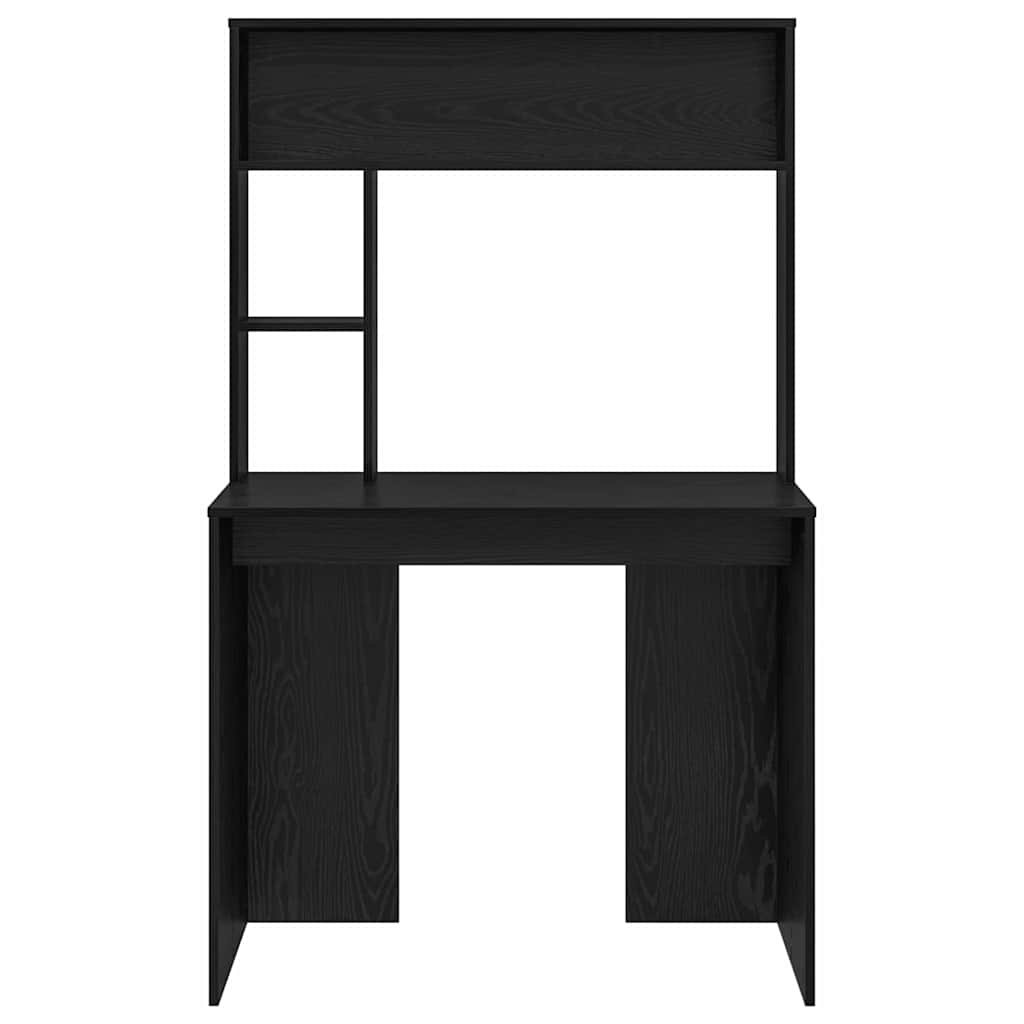 Bureau avec étagère Noir aspect chêne 91 x 50 x 149 cm