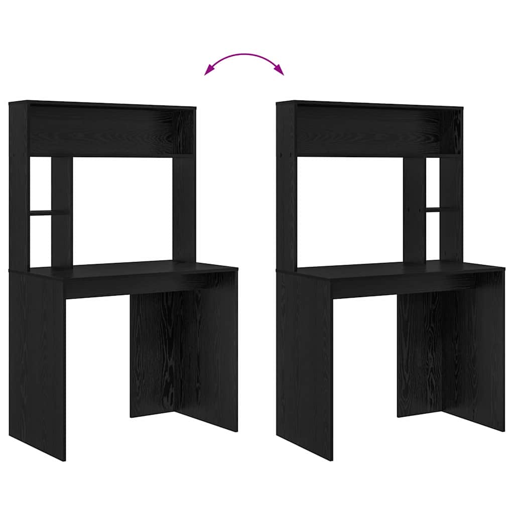 Bureau avec étagère Noir aspect chêne 91 x 50 x 149 cm