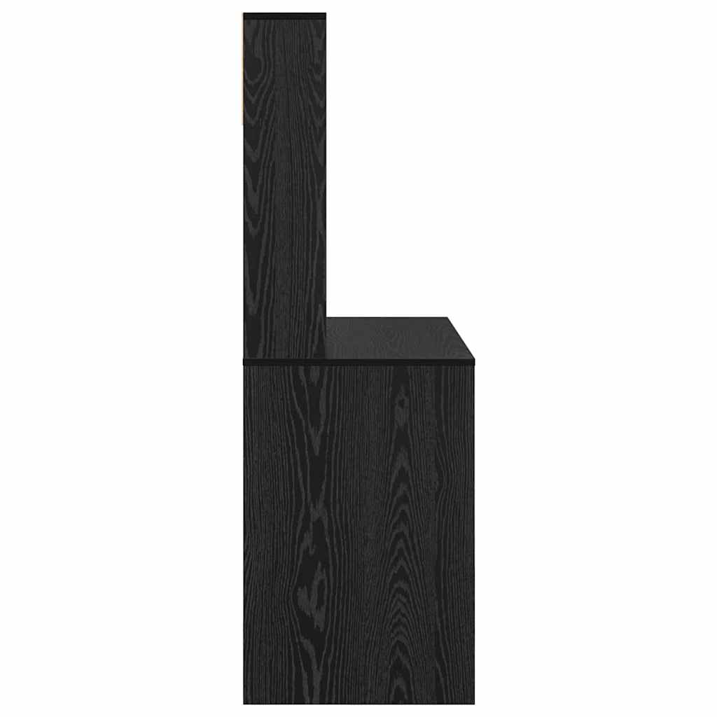 Bureau avec étagère Noir aspect chêne 91 x 50 x 149 cm