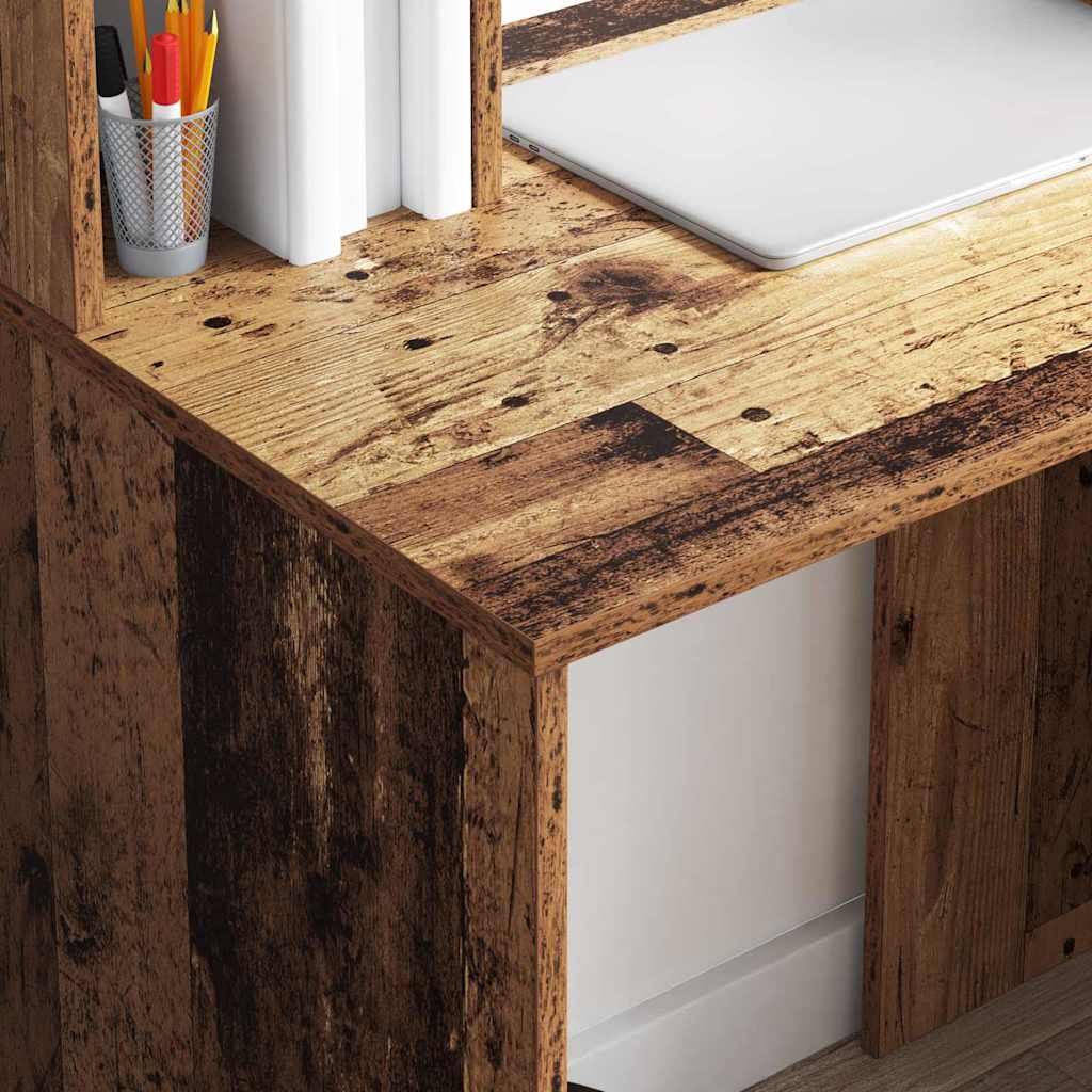 Desk with shelf reclaimed wood 91 x 50 x 149 cm engineered wood