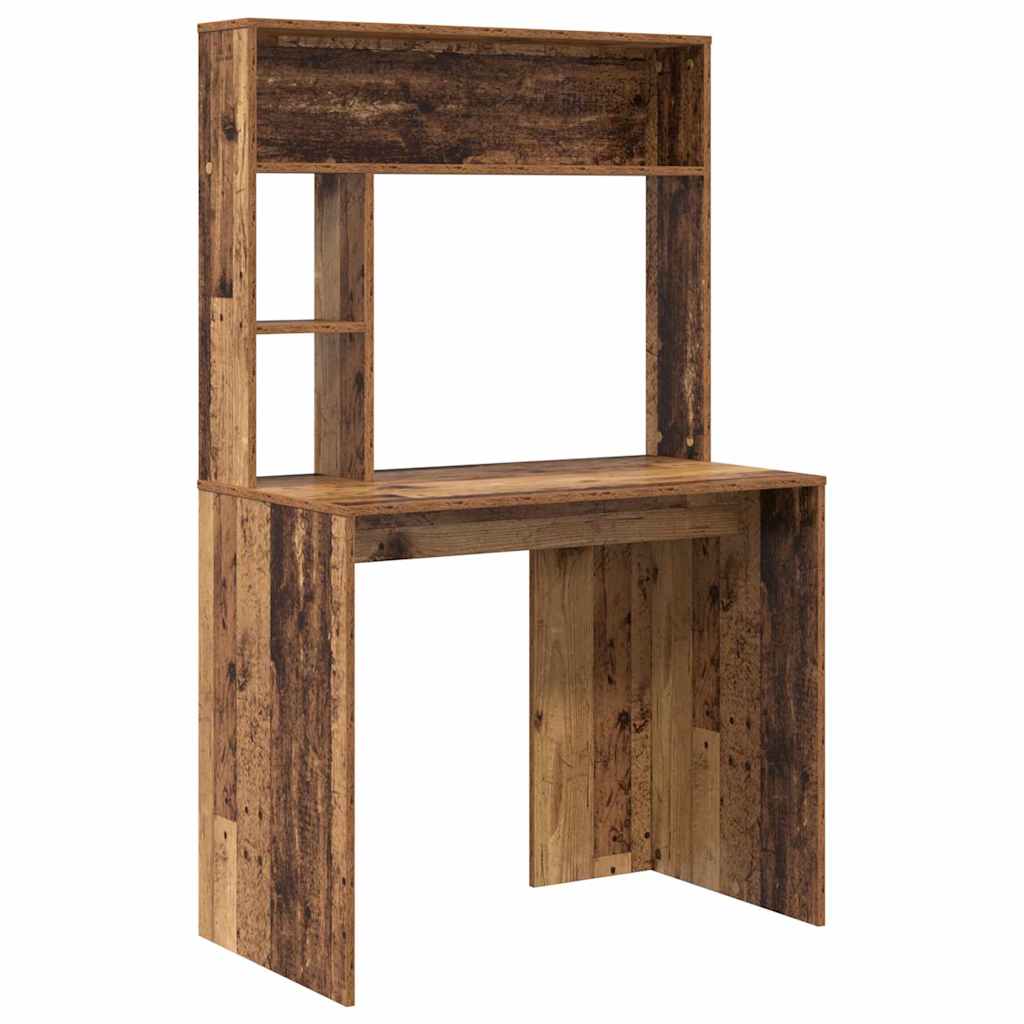 Desk with shelf reclaimed wood 91 x 50 x 149 cm engineered wood