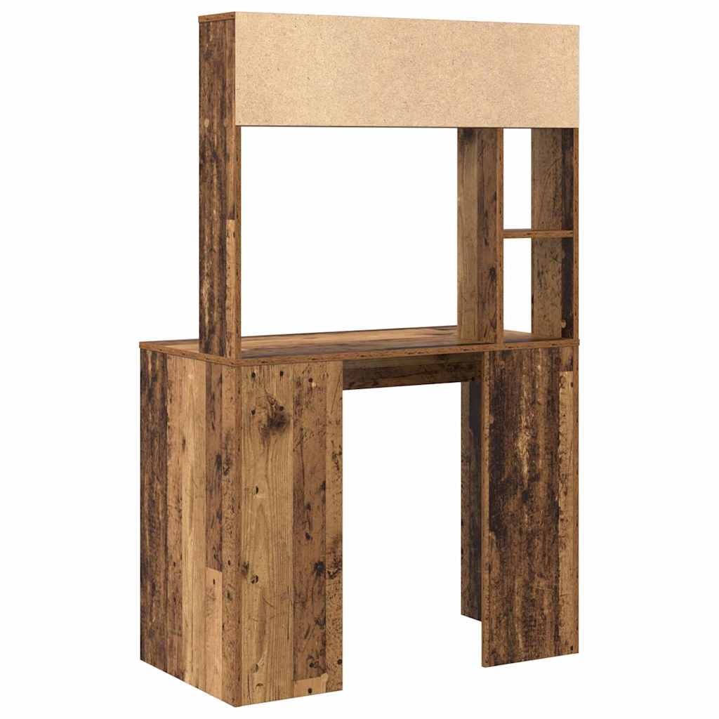 Desk with shelf reclaimed wood 91 x 50 x 149 cm engineered wood