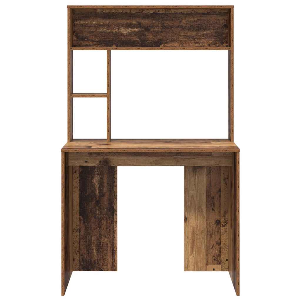 Desk with shelf reclaimed wood 91 x 50 x 149 cm engineered wood
