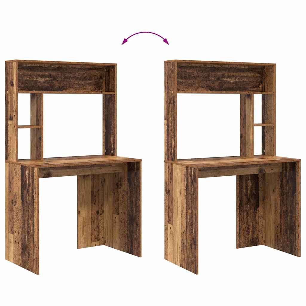 Desk with shelf reclaimed wood 91 x 50 x 149 cm engineered wood