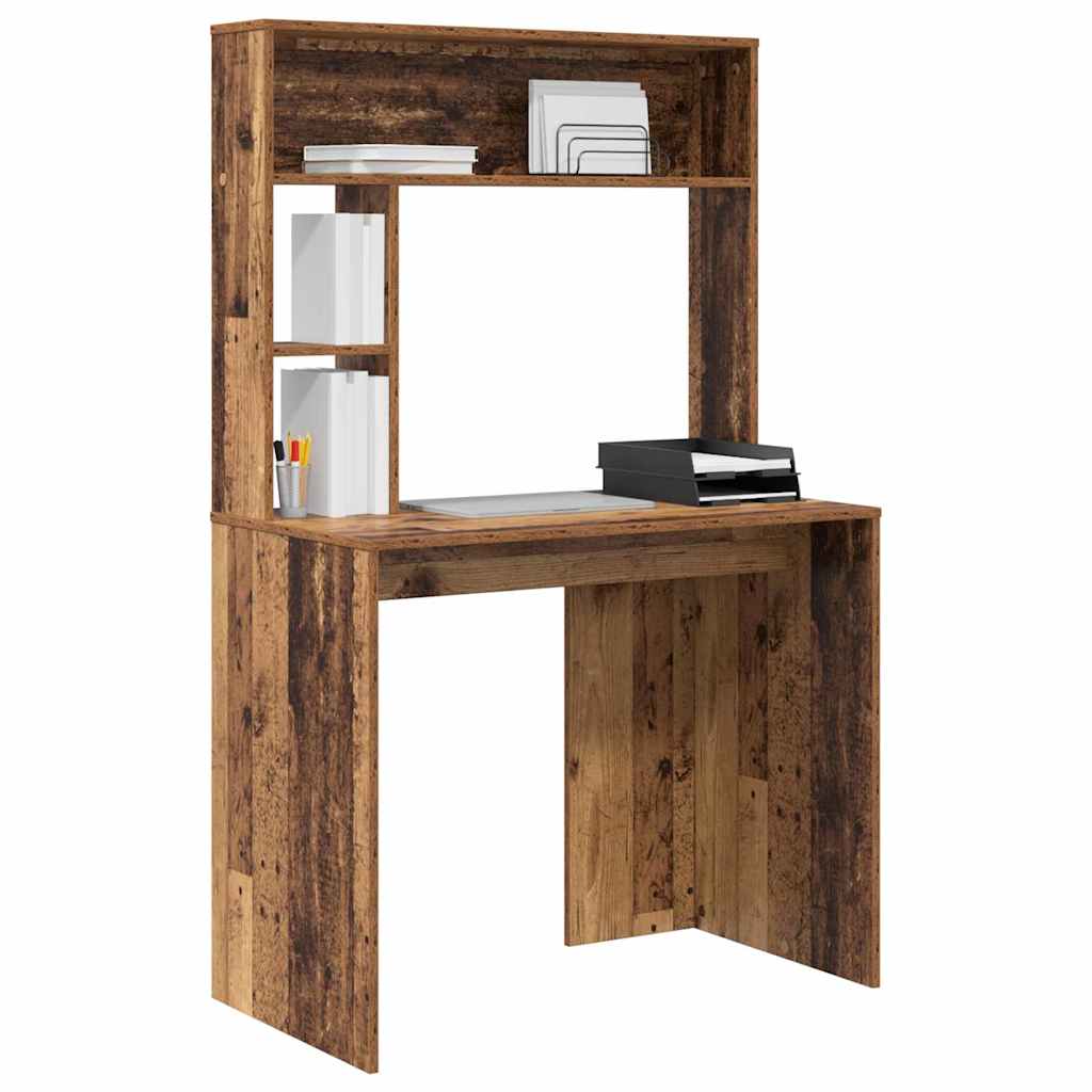 Desk with shelf reclaimed wood 91 x 50 x 149 cm engineered wood