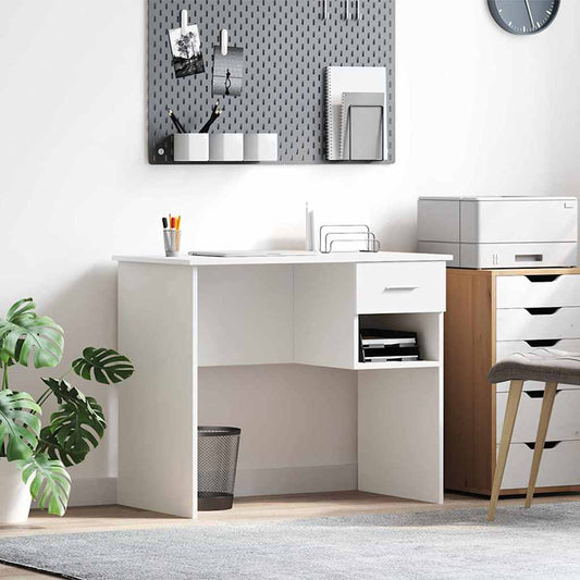 Bureau avec tiroirs Blanc 90 x 49 x 75 cm Panneaux de particules