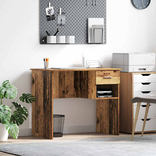Bureau avec étagère en bois recyclé 90 x 49 x 75 cm Panneau de particules