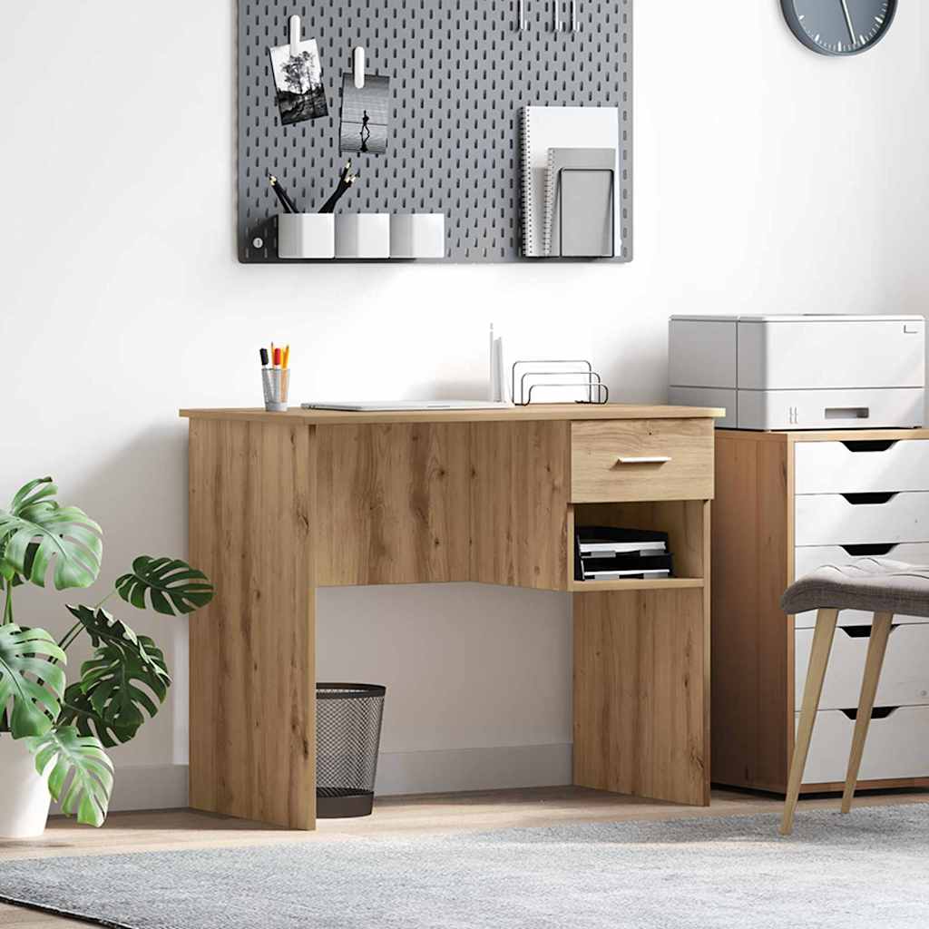 Bureau chêne Artisan 90 x 49 x 75 cm bois d'ingénierie