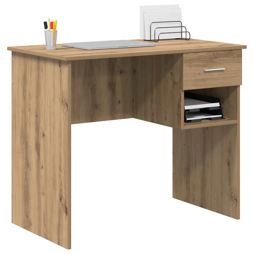 Bureau chêne Artisan 90 x 49 x 75 cm bois d'ingénierie