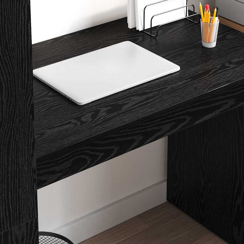 Desk with Shelf Black Oak Finish 113 x 54 x 120 cm