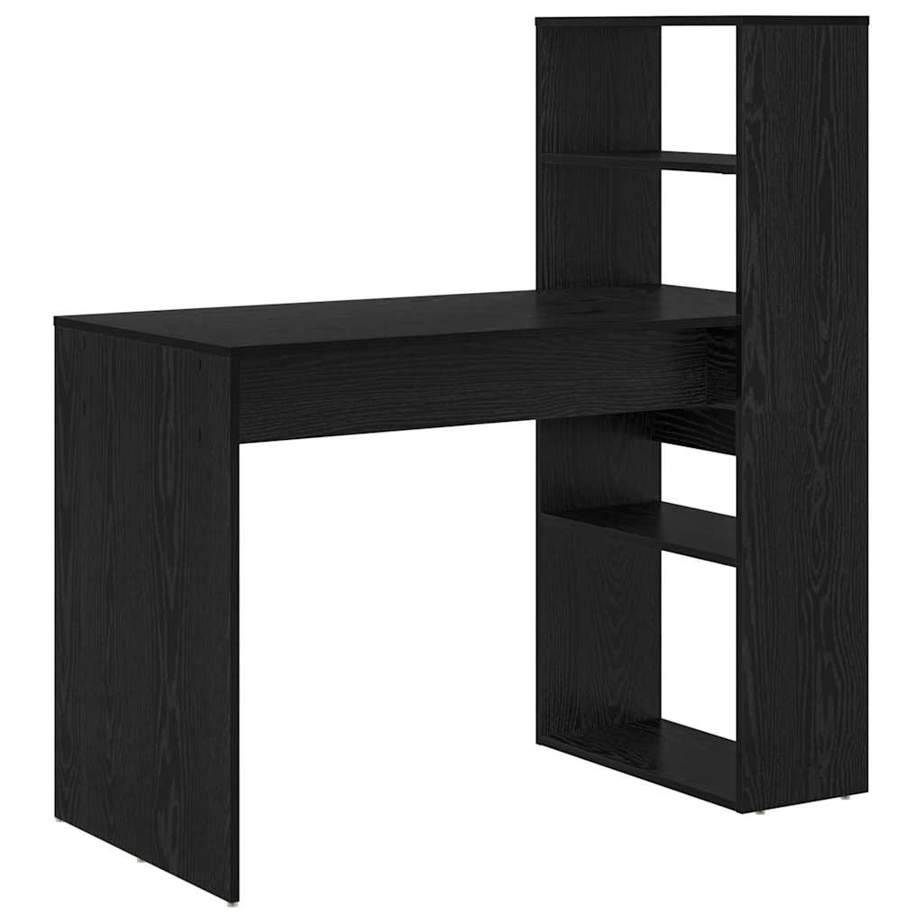 Desk with Shelf Black Oak Finish 113 x 54 x 120 cm