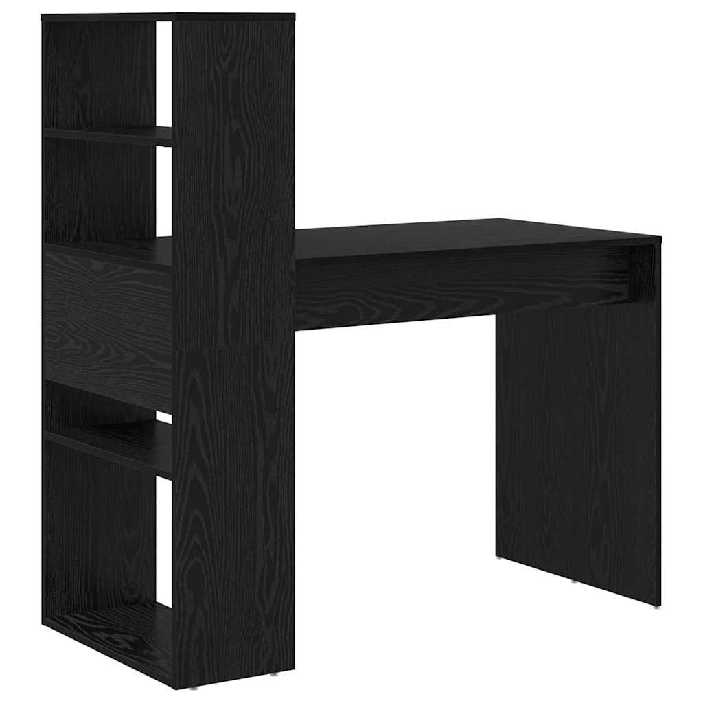 Desk with Shelf Black Oak Finish 113 x 54 x 120 cm