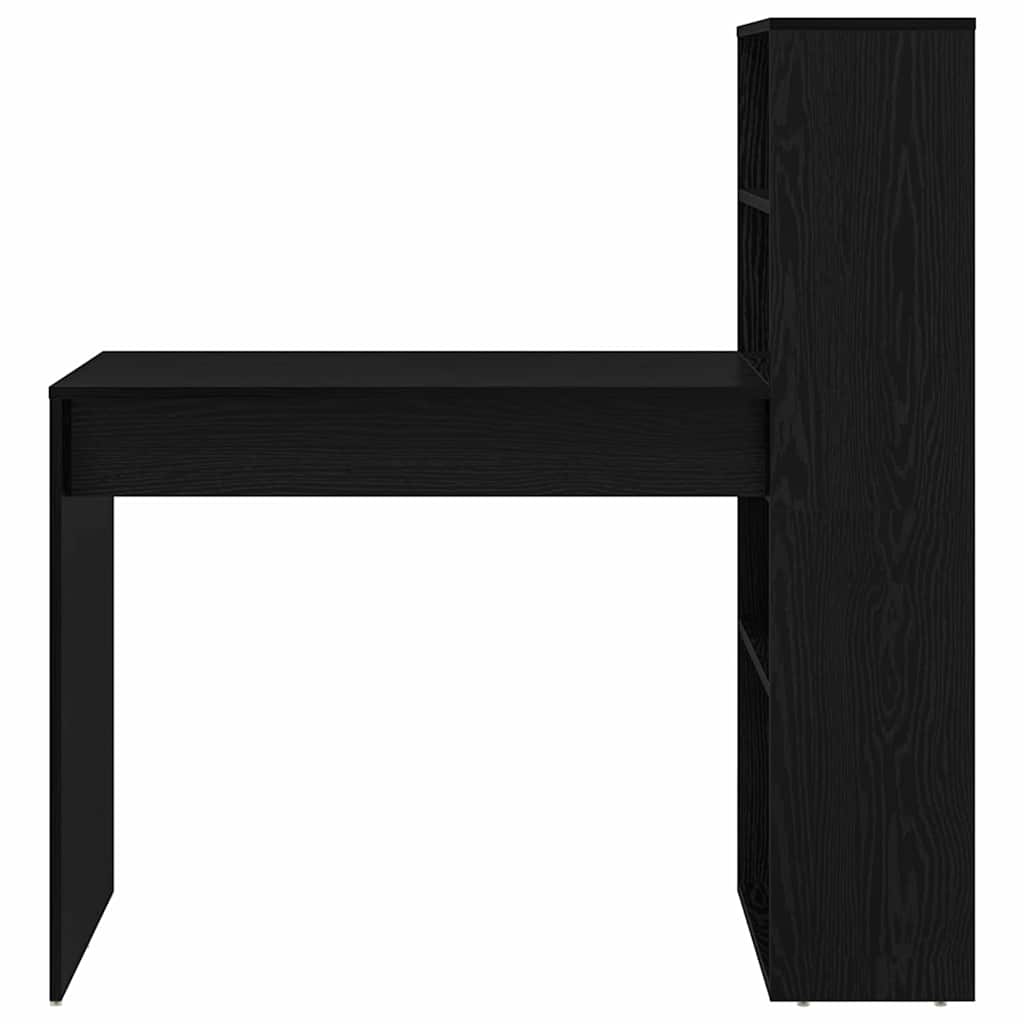 Desk with Shelf Black Oak Finish 113 x 54 x 120 cm