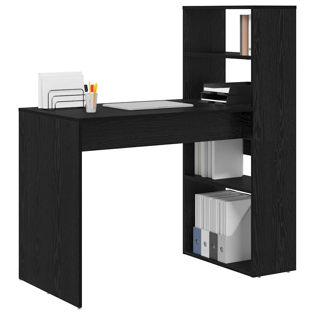 Desk with Shelf Black Oak Finish 113 x 54 x 120 cm