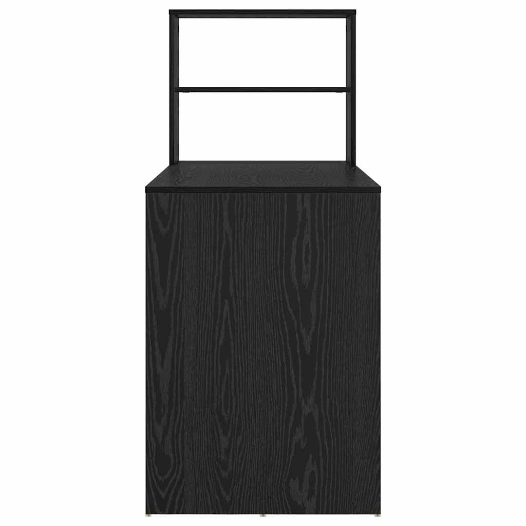 Desk with Shelf Black Oak Finish 113 x 54 x 120 cm