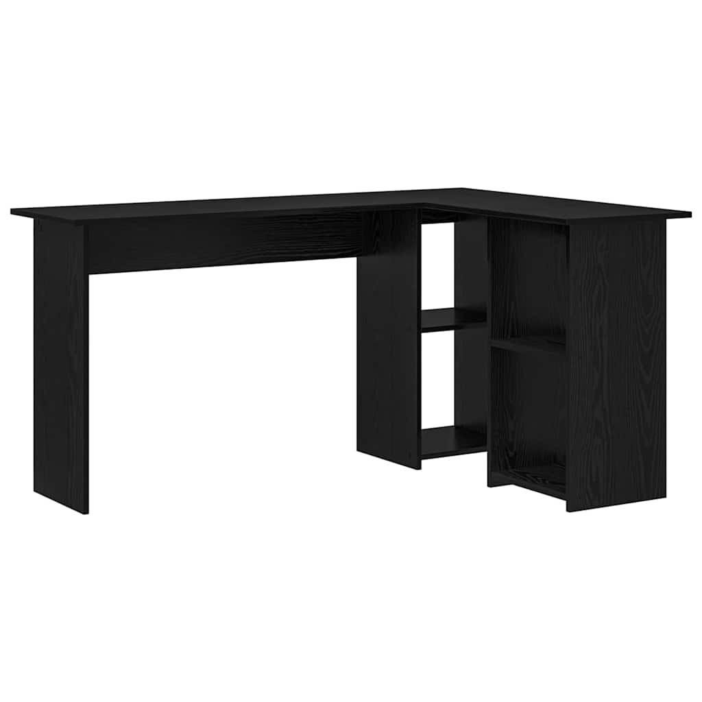 Desk with Shelf Black Oak Effect 142 x 102 x 73 cm