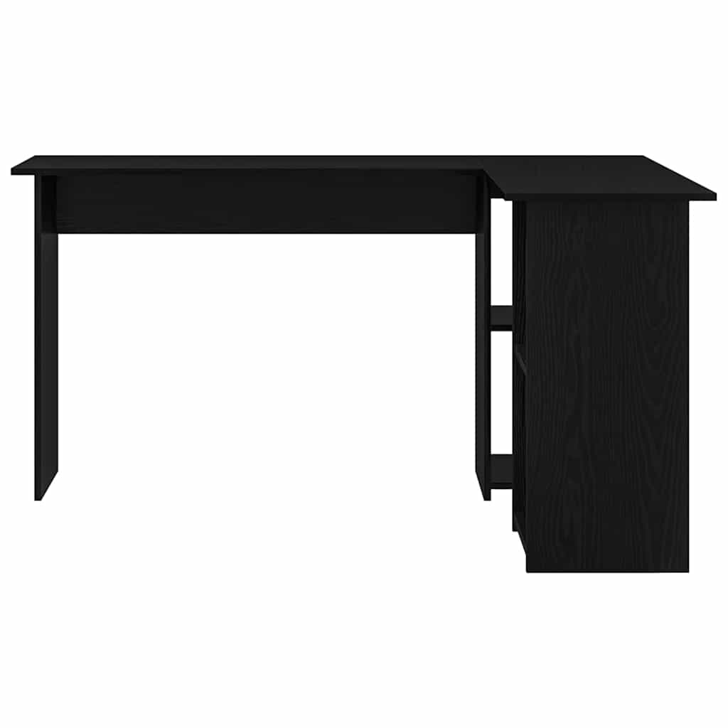 Desk with Shelf Black Oak Effect 142 x 102 x 73 cm