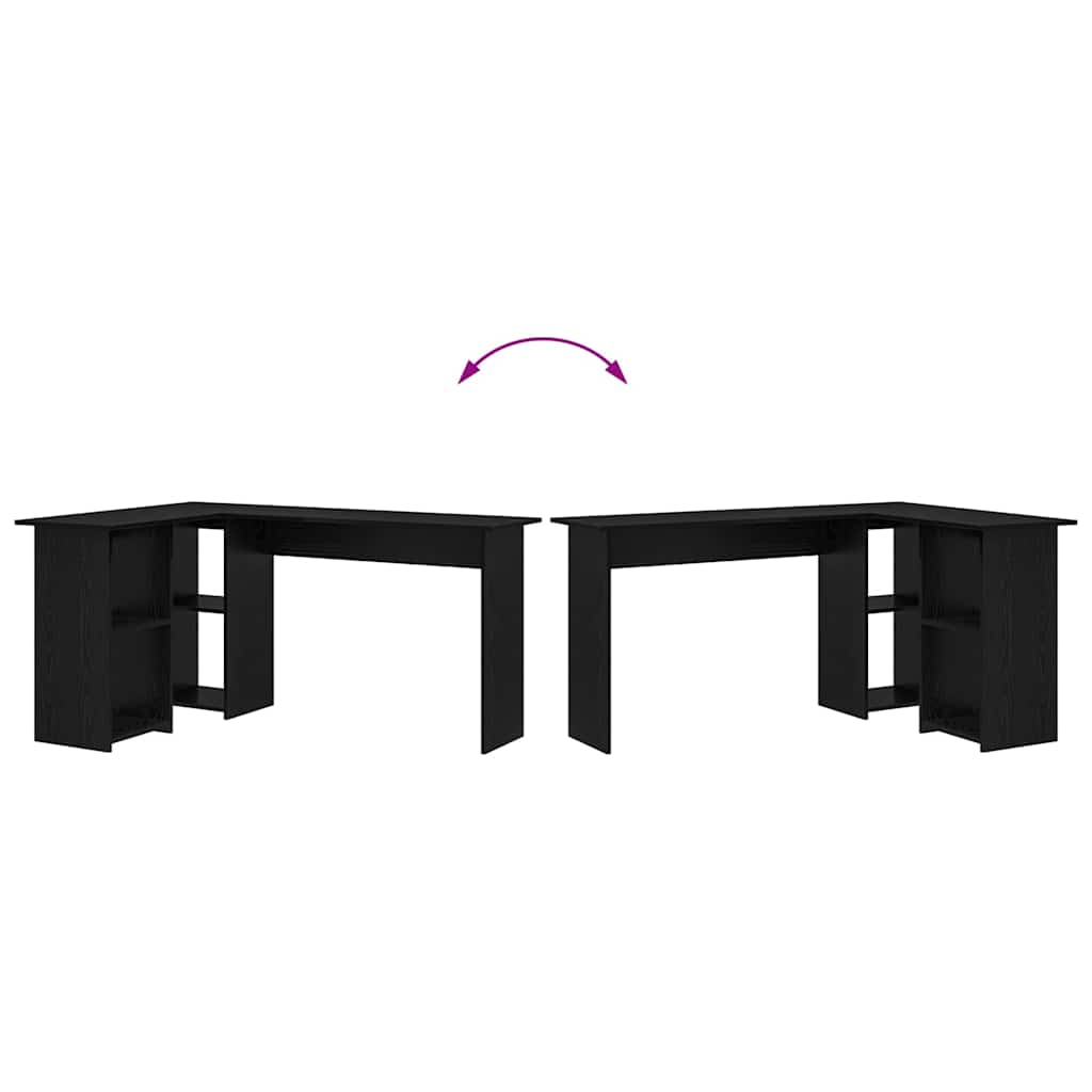 Desk with Shelf Black Oak Effect 142 x 102 x 73 cm