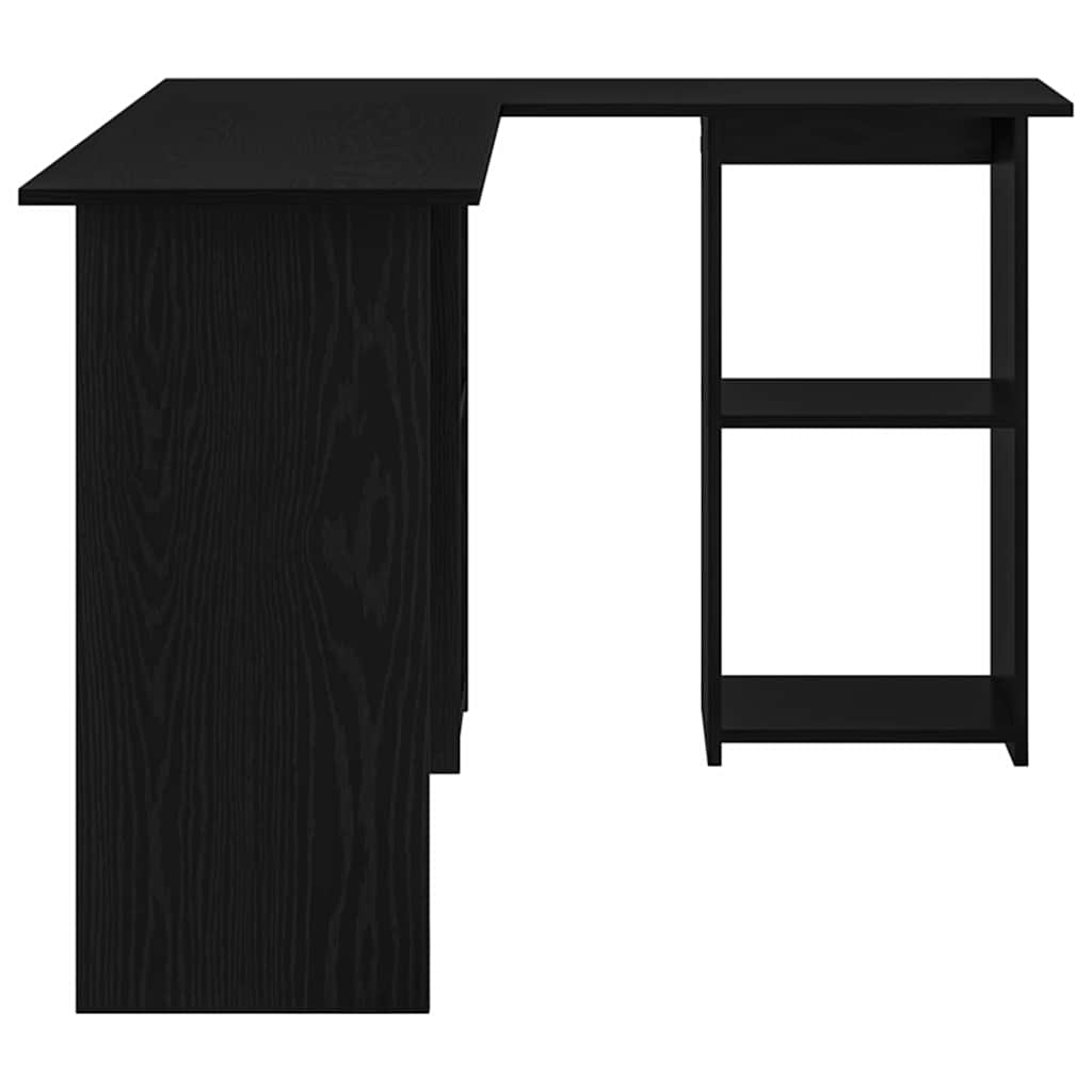 Desk with Shelf Black Oak Effect 142 x 102 x 73 cm