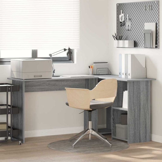 Desk Grey Sonoma 142 x 102 x 73 cm Engineered Wood