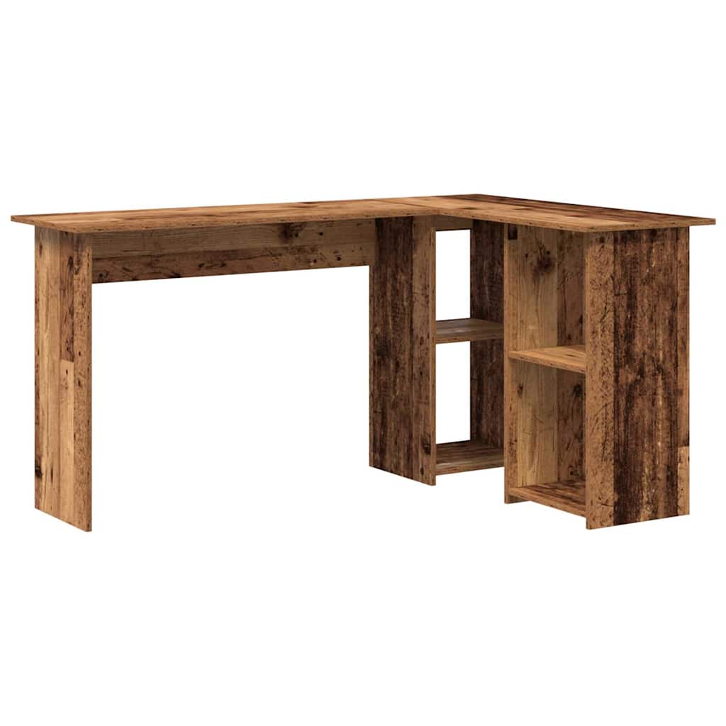 Desk with shelf reclaimed wood 142 x 102 x 73 cm engineered wood