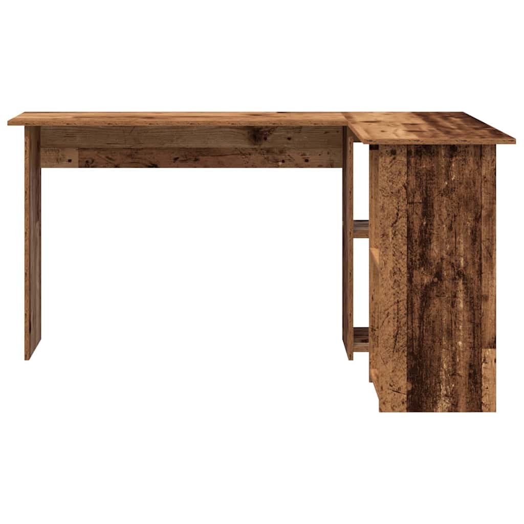 Desk with shelf reclaimed wood 142 x 102 x 73 cm engineered wood