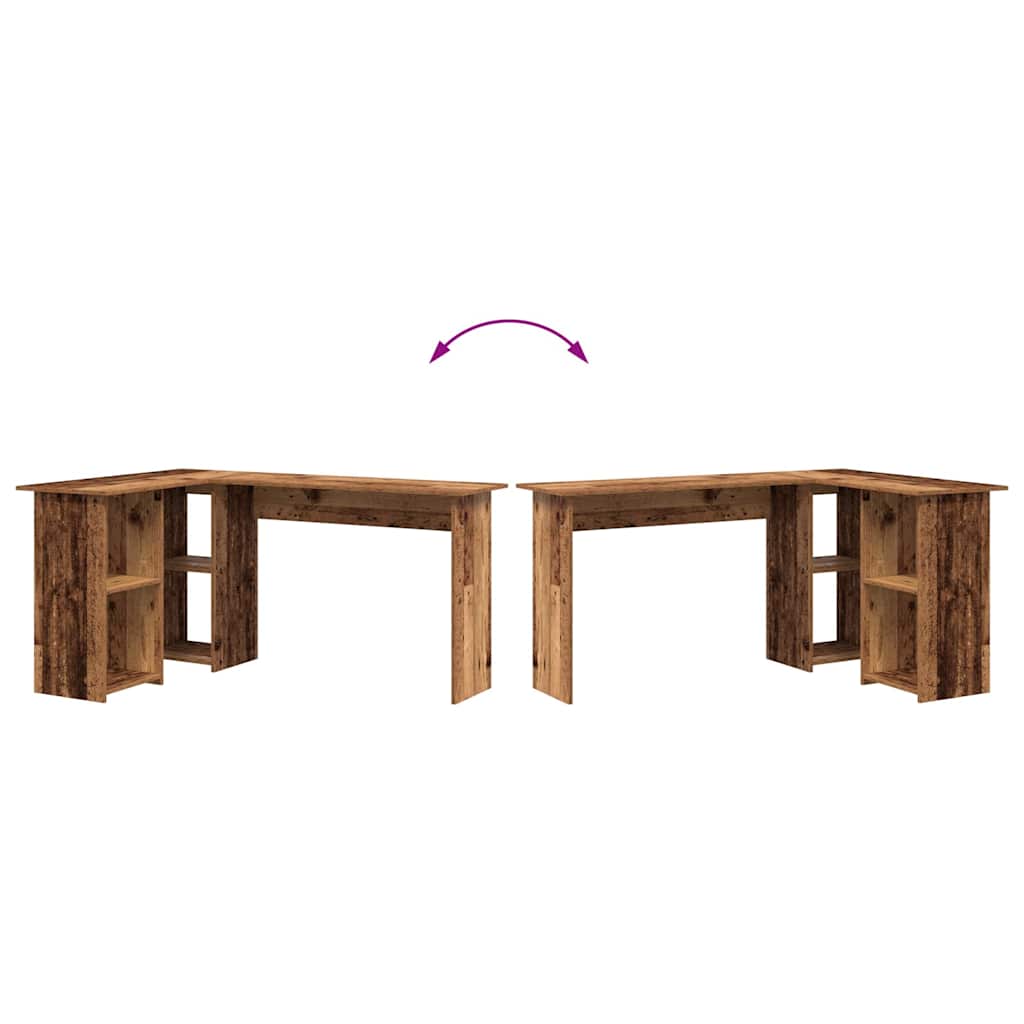 Desk with shelf reclaimed wood 142 x 102 x 73 cm engineered wood