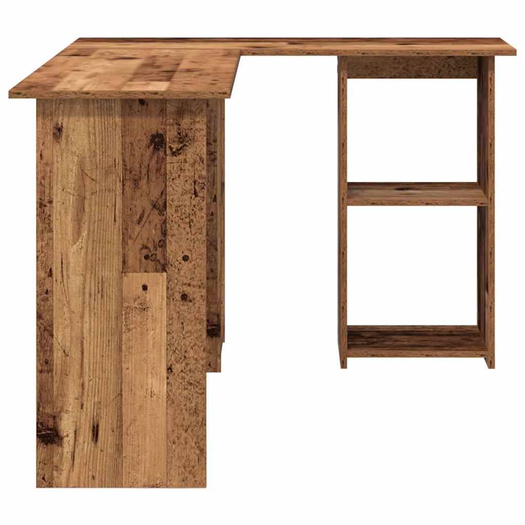 Desk with shelf reclaimed wood 142 x 102 x 73 cm engineered wood