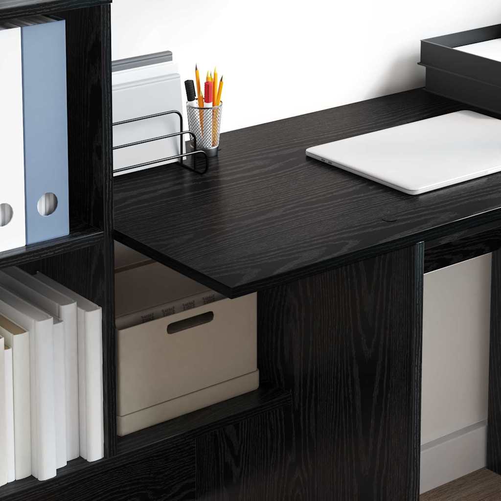 Desk Black Oak Effect 131.5 x 50 x 106.5 cm
