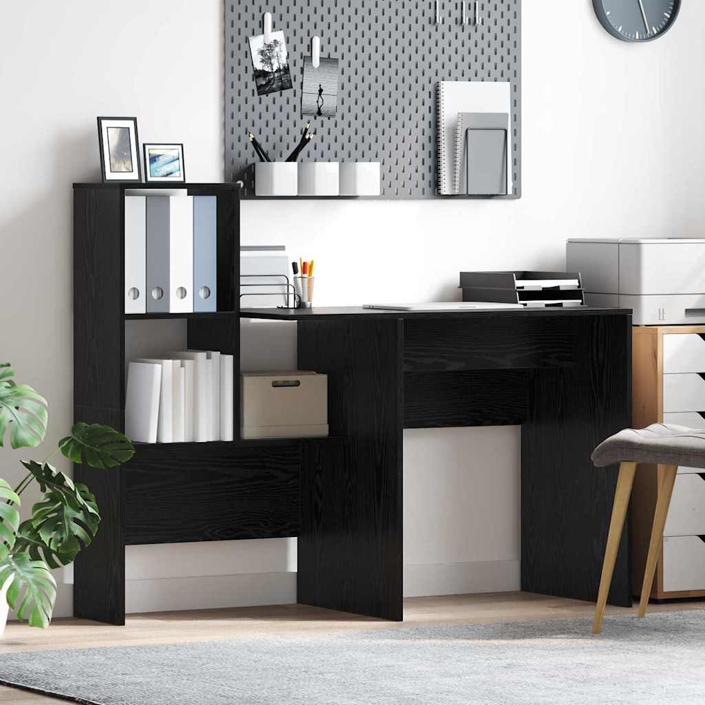 Desk Black Oak Effect 131.5 x 50 x 106.5 cm