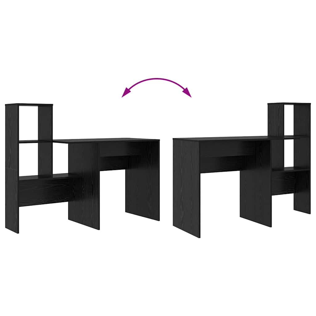 Desk Black Oak Effect 131.5 x 50 x 106.5 cm