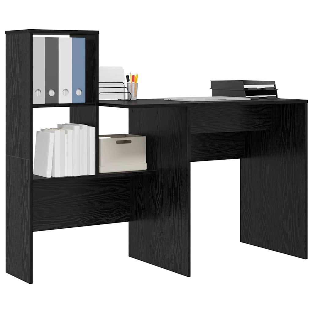 Desk Black Oak Effect 131.5 x 50 x 106.5 cm