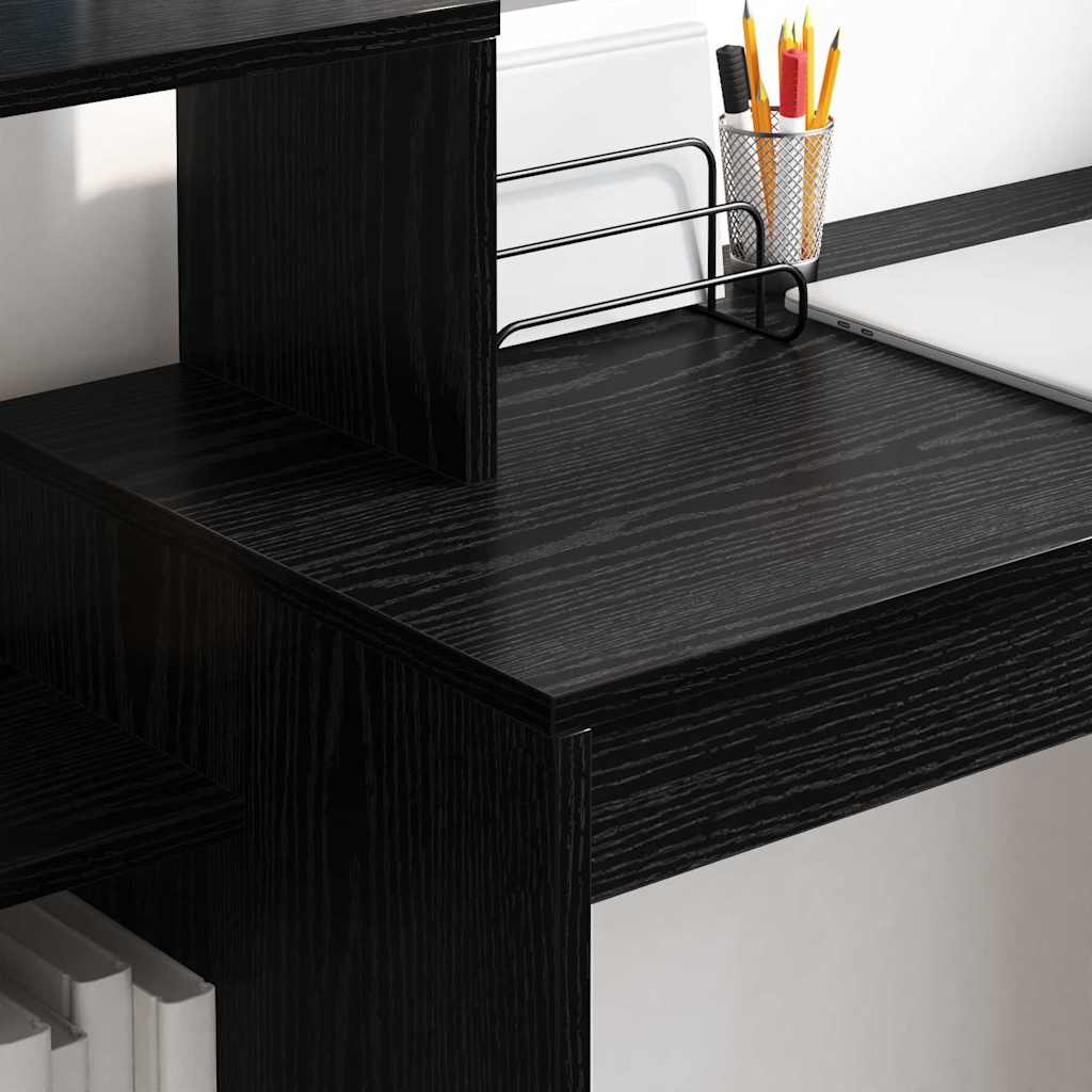 Bureau avec étagère Noir aspect chêne 100 x 40 x 90 cm