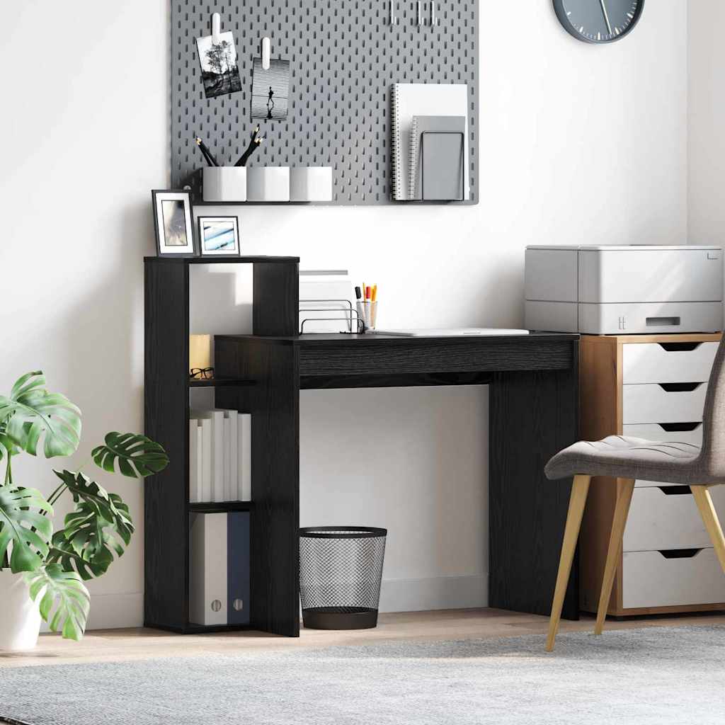 Bureau avec étagère Noir aspect chêne 100 x 40 x 90 cm